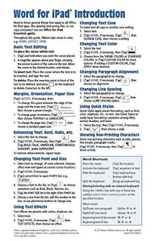 Full Download Microsoft Word for iPad Quick Reference Guide: Introduction (Cheat Sheet of Instructions, Tips & Shortcuts - Laminated Card) - Beezix Inc. | ePub