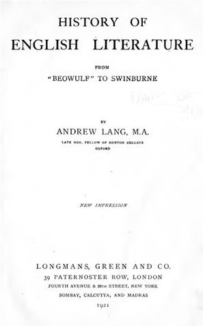 Read History of English Literature: from Beowulf to Swinburne - Andrew Lang | ePub